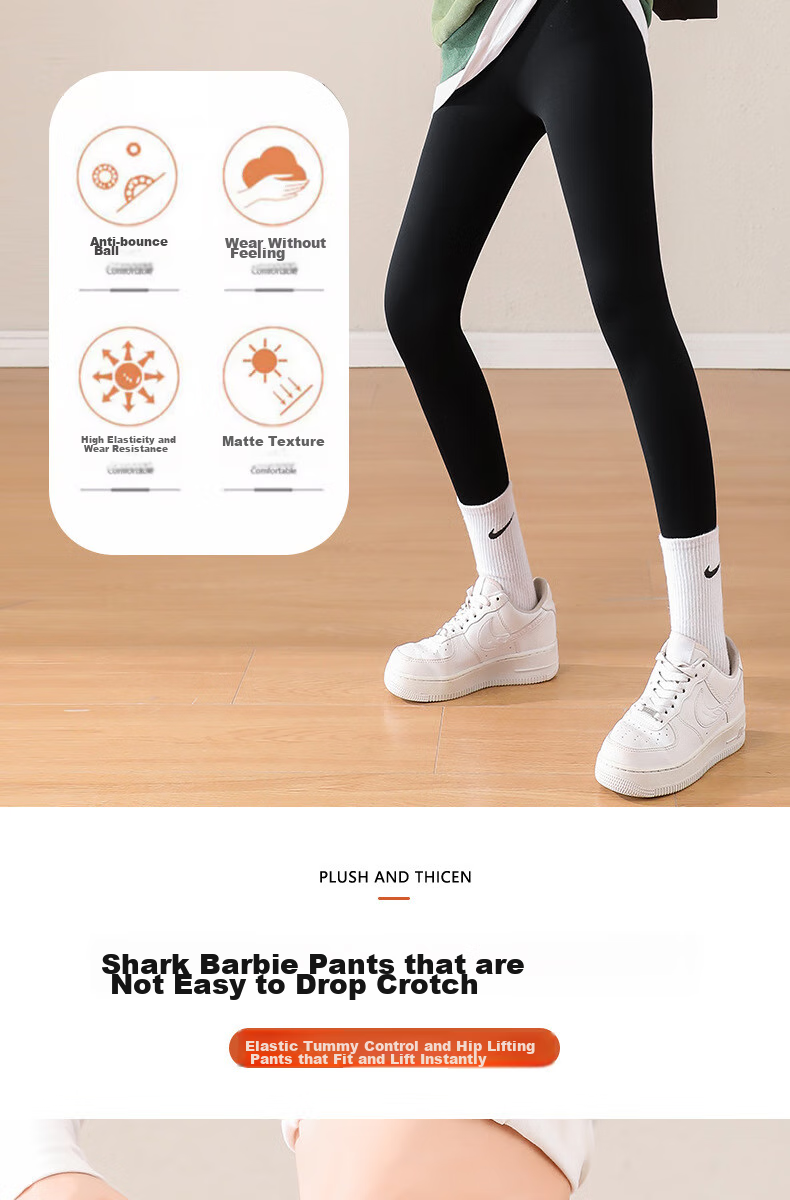 LangSha Brushed Shark Leggings for Women, Tight-Fitting 200g New Spring And Autumn Running Yoga Pants, Suitable for Outdoor Wear As Base Layer 2