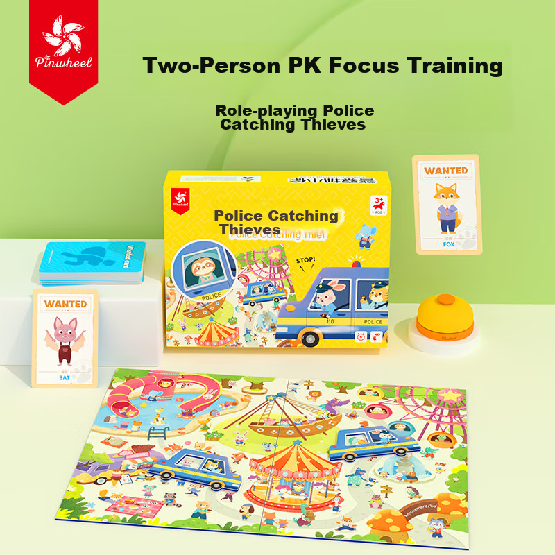 Pinwheel Children's Board Game, Two-Player Battle Toy, Educational for Focus And Concentration, Birthday Gift, Police Catching Thieves