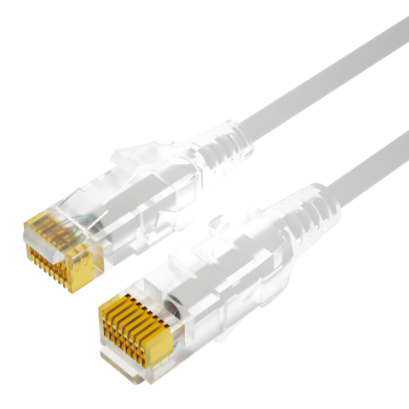 AIENKIS Cat6A Gigabit Ethernet Cable, Thin Network Patch Cord for Laptops And Home Computers, Broadband Engineering Jumper, Oxygen-Free Copper, White, 2 Meters, AK-B6020