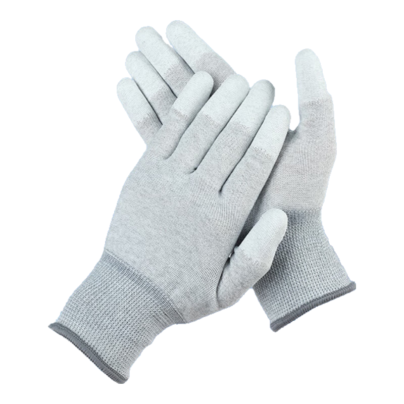 Ruizhengde Anti-Static Gloves Carbon Fiber Coated PU Gloves Finger Coated Size L 10 Pairs/Pack