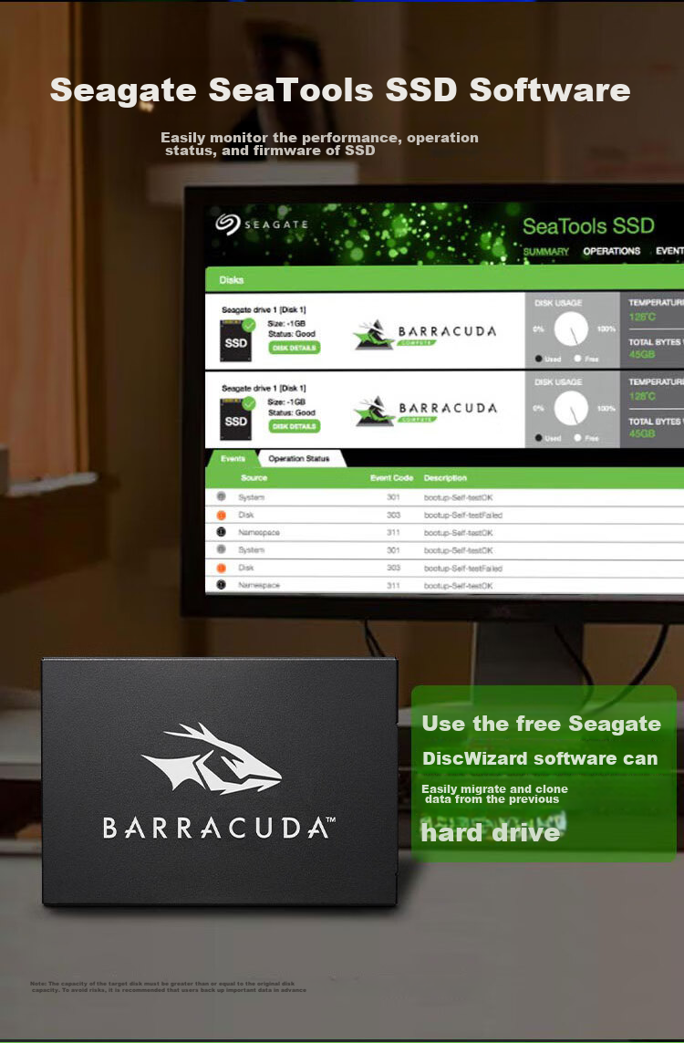 SEAGATE 1TB SSD Solid State Drive SATA 3.0 Interface Desktop Laptop Hard Drive Read Speed up to 540MB/s SEAGATE Ku Yu 8