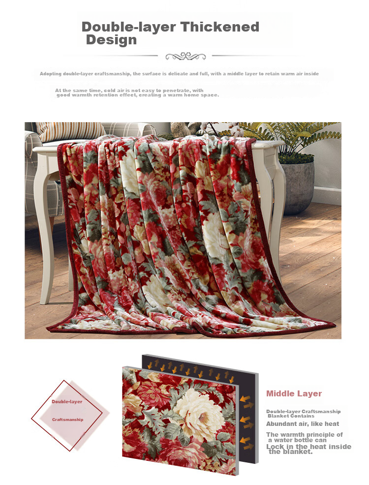 FUANNA Home Textile Blanket, Flannel Throw, Nap Blanket, Air Conditioning Blanket, All-Season Throw, Zuoyan Huakai 1.8*2m 6
