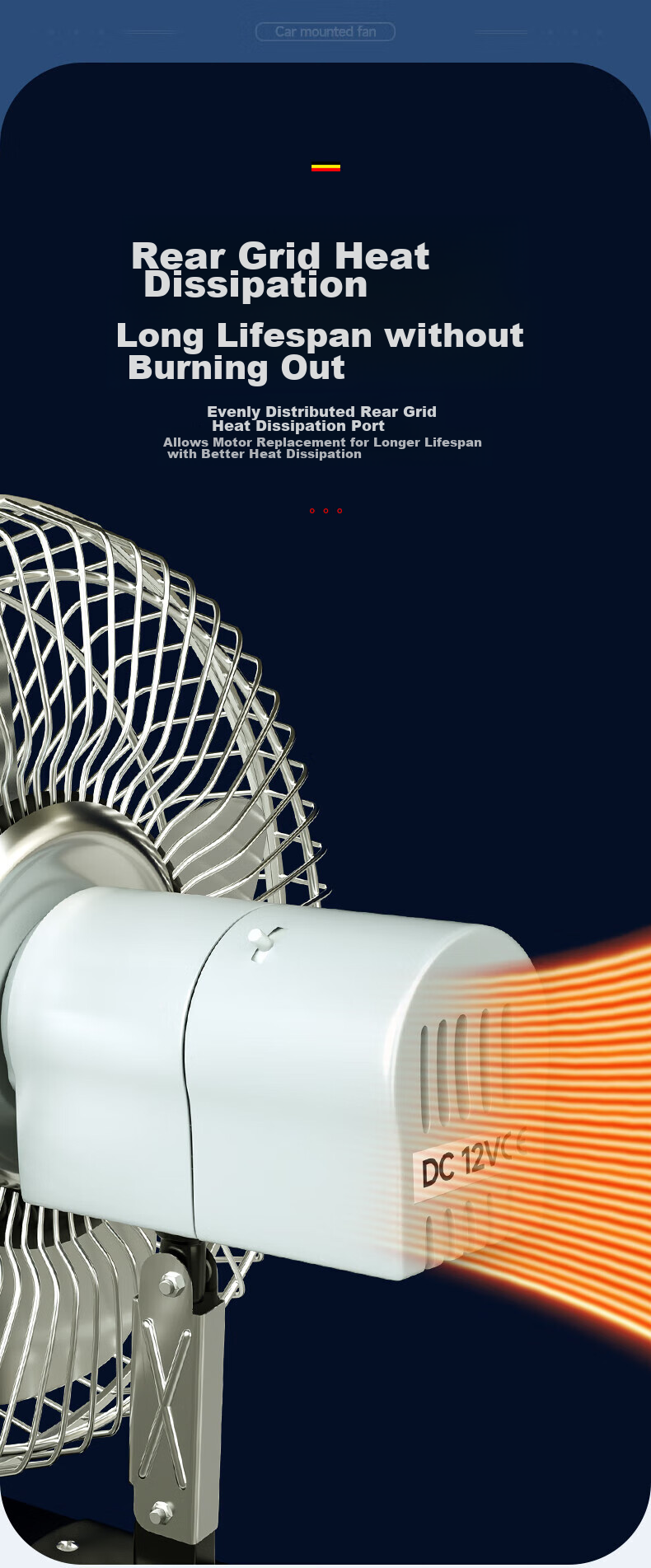 Huashi Car Fan, Automotive Electric Fan, 24V, Specially Designed for Large Trucks, High-Power Strong Wind, Rear Seat, Sedan Fa 11