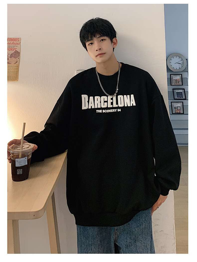 Foss Phil American Retro Colorblock Two-in-One Polo Shirt Men Spring Autumn Loose Half-Zip Sweatshirt WY503 Dusk Gray 2XL 4