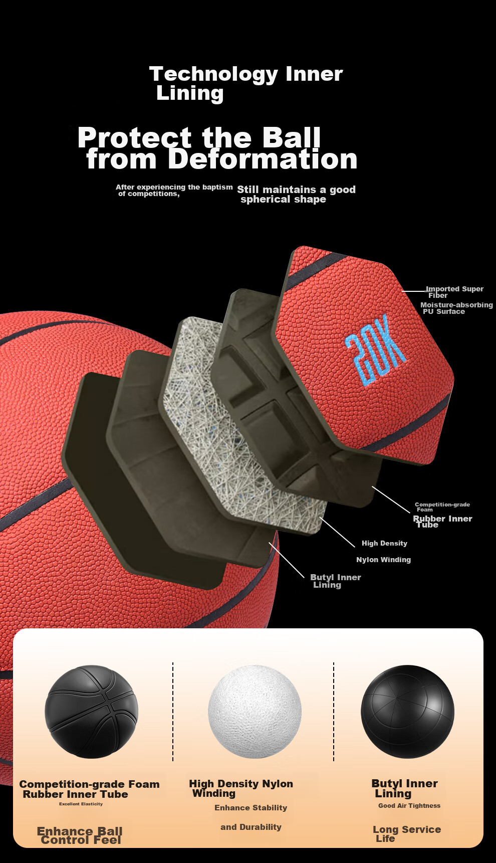 Li-Ning Basketball Size 7 887 Outdoor Cement Court Non-Slip Official Standard Adult Youth Competition Basketball Gift 11