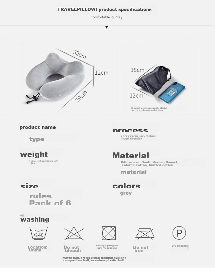 JAJALIN Memory Foam U-Shaped Travel Neck Pillow Portable U-Shaped Cervical Pillow for Airplane Sleeping 6