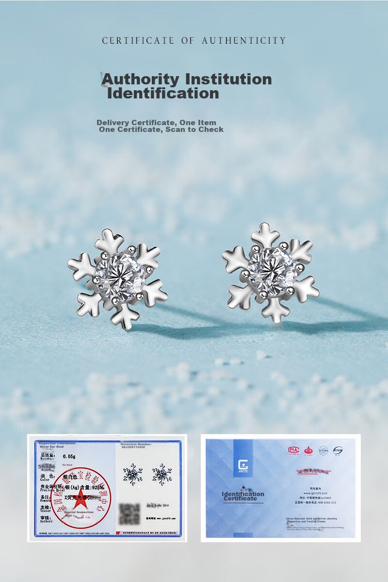 MANHE S925 Silver Stud Earrings for Women, Snowflake Earrings, New Style for 2026, Jewelry Gift for Wife's Birthday, Present for Female Friends 7