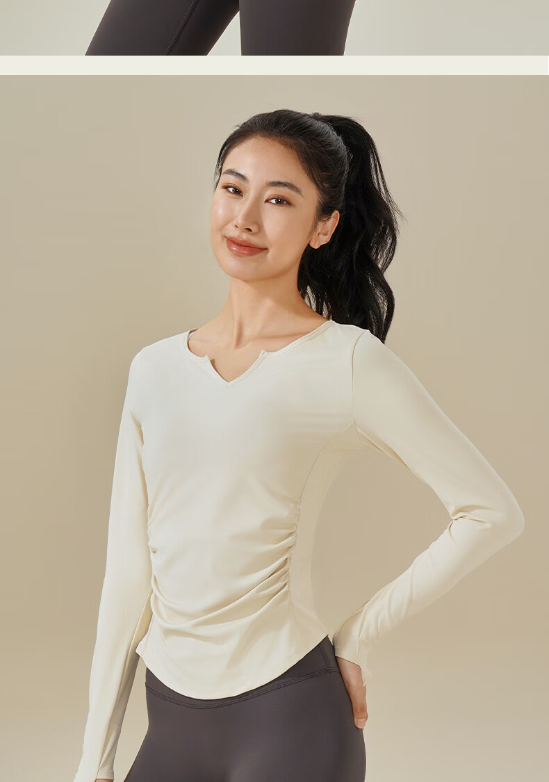 Ziyouxi Yoga Wear for Women, Spring And Autumn Quick-Dry Sports Fitness Top T-Shirt, Pilates Dance Training Long-Sleeve Cover-Up 13
