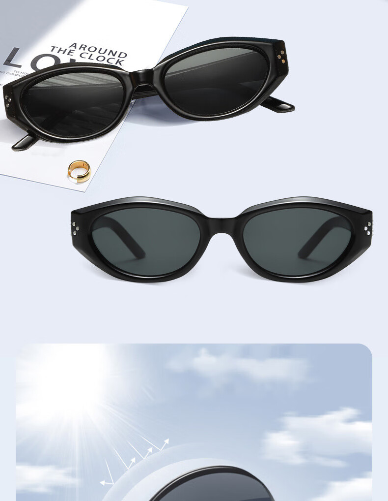 Boshide Children's Sunglasses, Cat Eye Glasses, Retro UV Protection Parent-Child Style, Black Frame with Gray Lenses 8