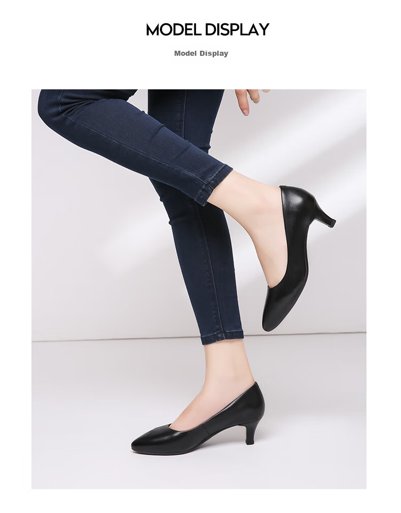 RED DRAGONFLY Official Exam Interview Commuter Leather Shoes, Shallow Mouth Thin Heel Pumps for Women, Formal Pointed High Heels WDB9247, Black, Size 38 4