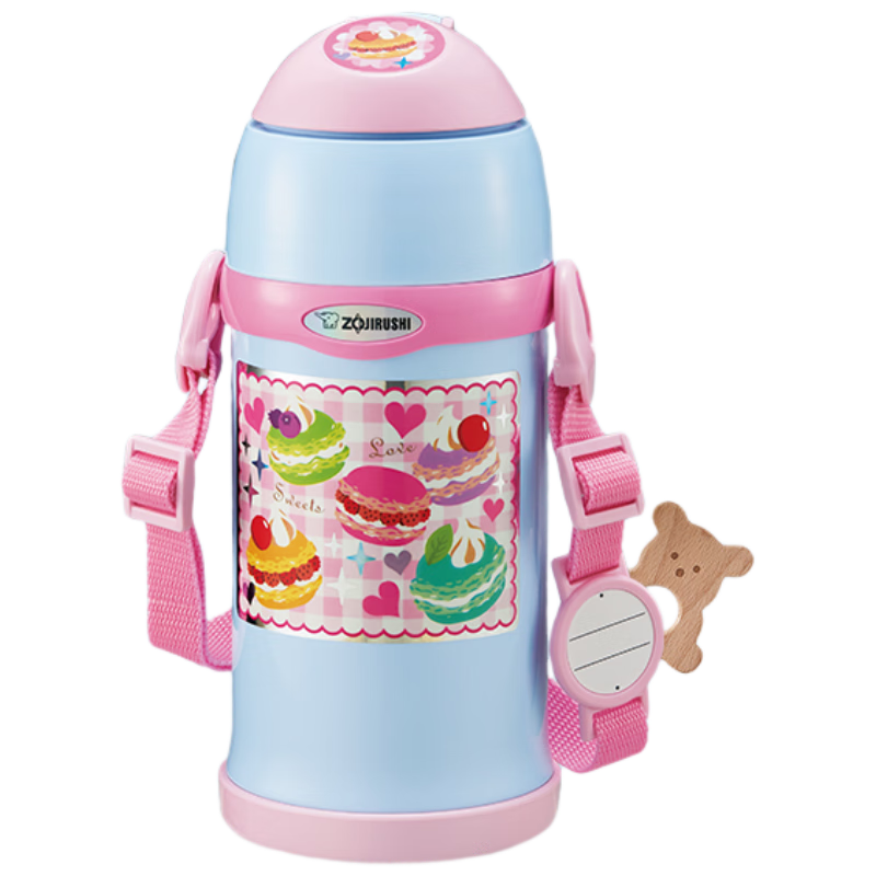 ZO JIRUSHI Children's Insulated Cup, Large Capacity, Stainless Steel, Portable, Student Water Bottle, Dual Lid, Gift, 600ml ZT60