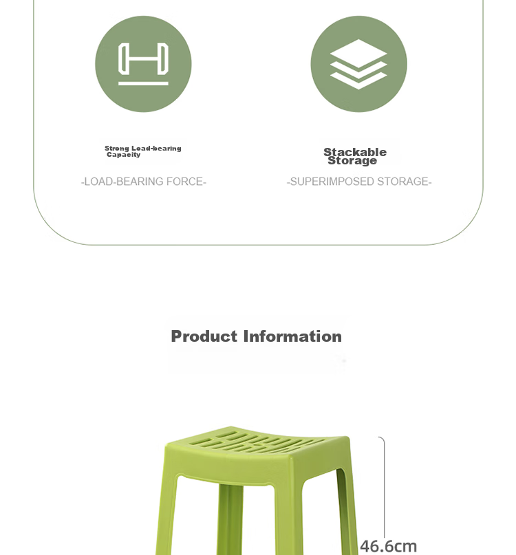 CHAHUA Plastic Stool Household Chair Striped High Square Stool Bench 46.6cm Beige 4-Pack 3