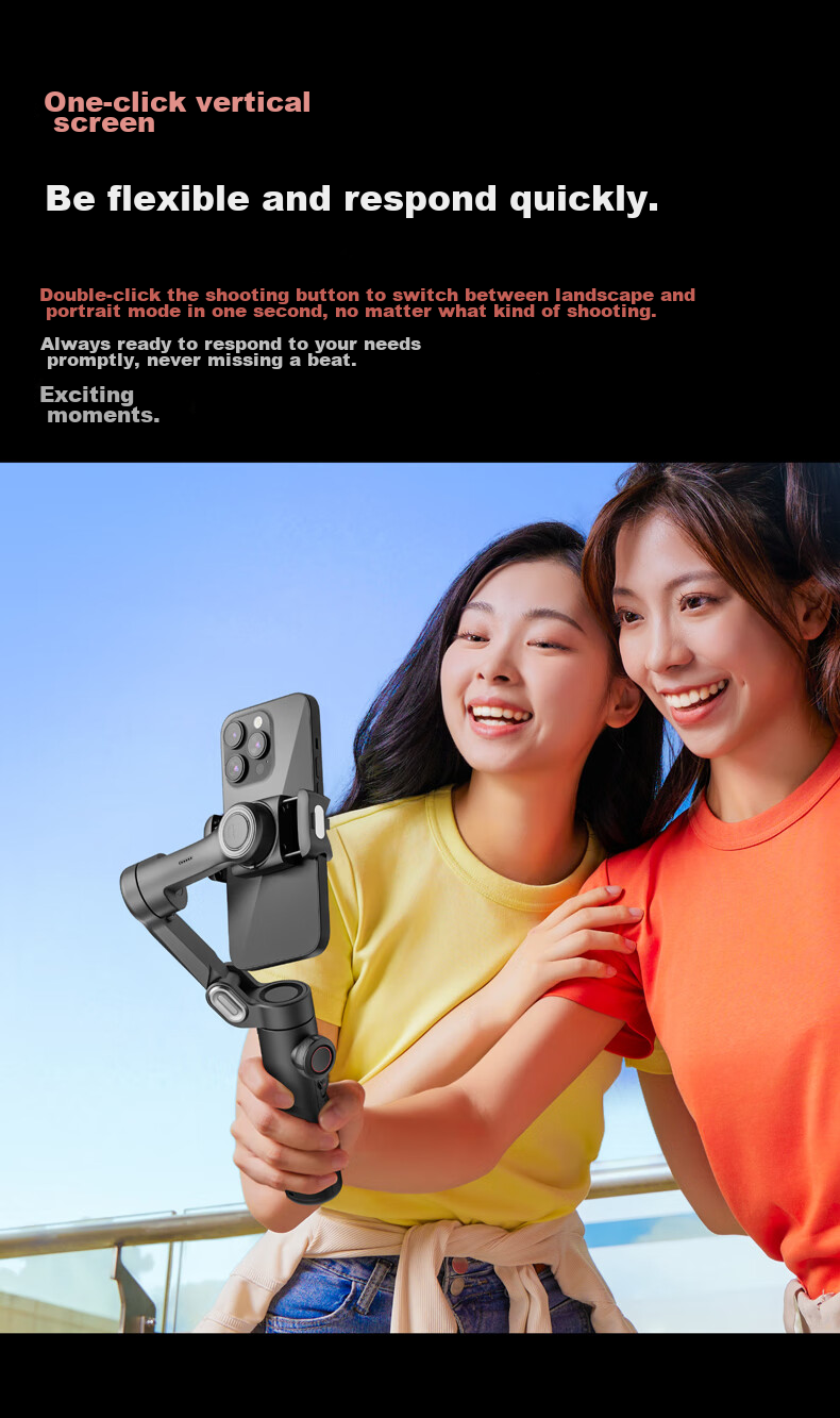 Aochuan Smart XE AI Smartphone Stabilizer with Face Tracking Selfie Stick, Multi-Functional Anti-Shake Shooting Handheld Stabilizer for Live Streaming, Follow-Up Shooting And Travel 7