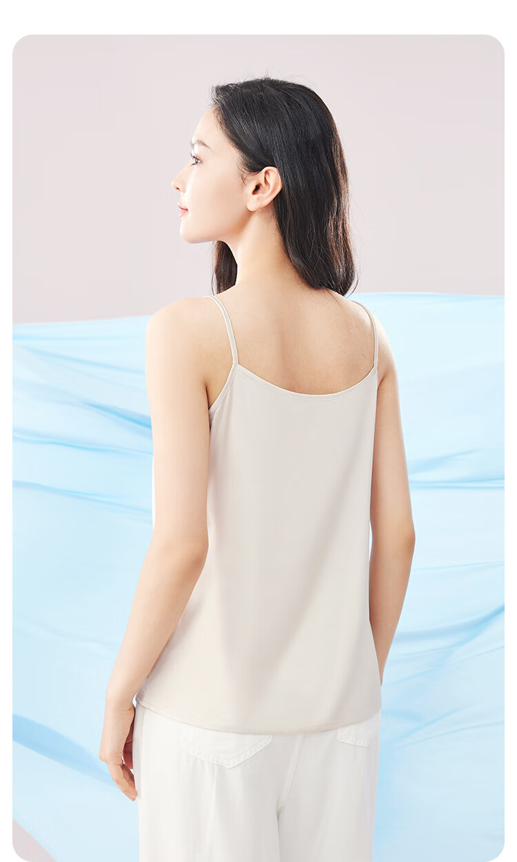 MiiOW Women's Camisole Tank Top for Spring And Autumn, Inner Wear Or Outer Wear, Beautiful Back Design, Faux Silk Thin Strap Basic Versatile Undershirt 19