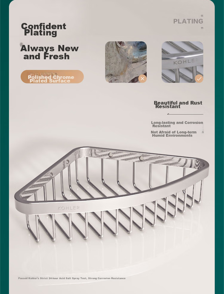 KOHLER Corner Basket Storage Rack, Bathroom Hardware Hanger, Triangular Basket K-1897T Stainless Steel, 205mm 7