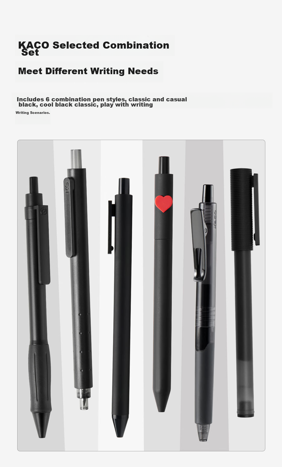 KACO CWIA Certified Exam Pen 0.5mm Black Gel Pen Smooth Quick-Dry Retractable Student Writing Pen Carbon Ballpoint Pen 5-Pack 3