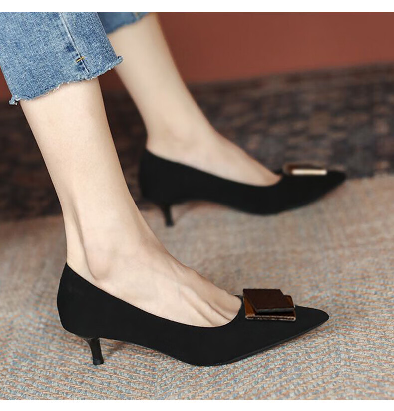 CARTELO Thin Heel High Heels, Comfortable Black Shoes, KCC-6688 Black (3cm), Size 33 14
