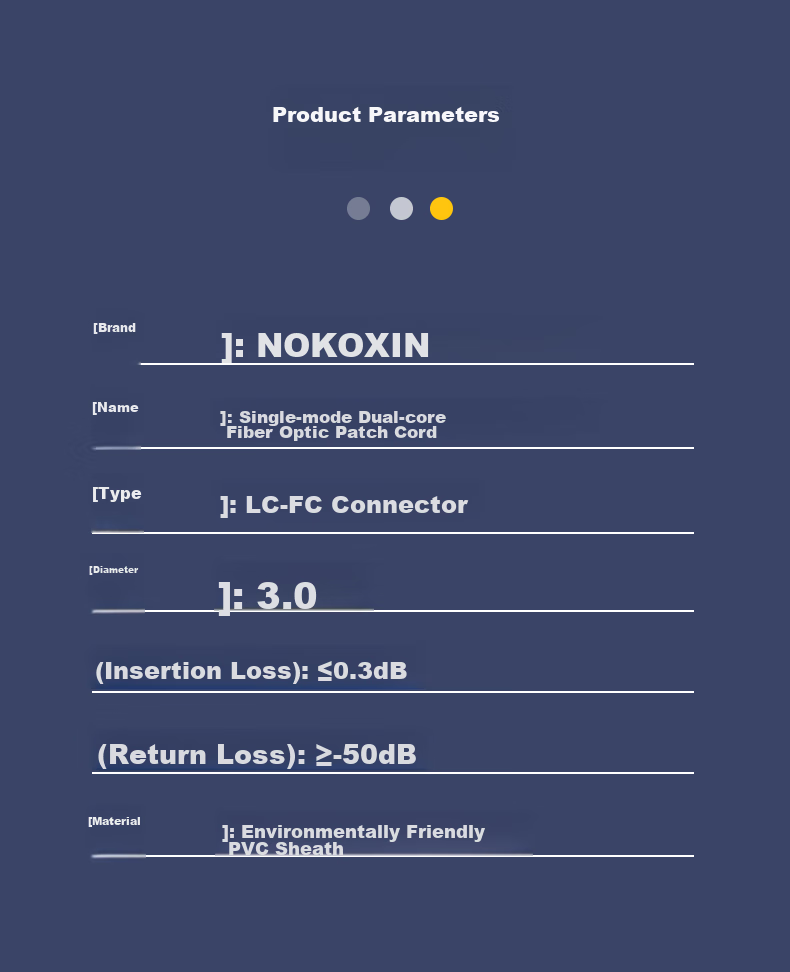 Nokoxin Telecom-Grade Fiber Optic Patch Cable, Single-Mode Dual-Core Fiber Optic Cable, Optical Module, Data Center Connection Pigtail, Supports Customized Length, UPC Connector, 3 Meters LC-FC 9