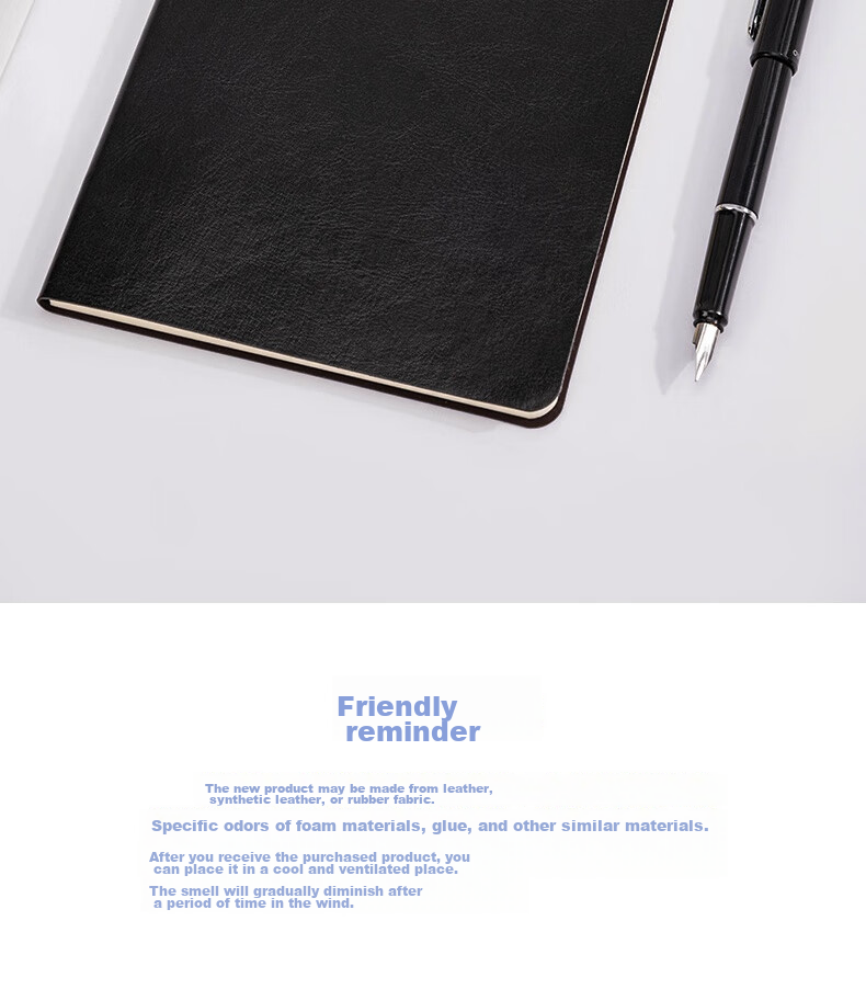 Deli 25K 80-Sheet Classic Business Leather Notebook, Soft Cover with Pasted Pages, Meeting Journal Diary Notebook, 205mm*143mm, Black, 7995 17