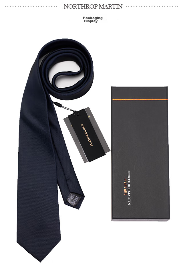 NORTHROP MARTIN High-Quality Necktie for Men, Business Suit, Groom's Wedding Tie, Hand-Tied, Campus Style, Black And Blue, Gift for Middle School Students 4