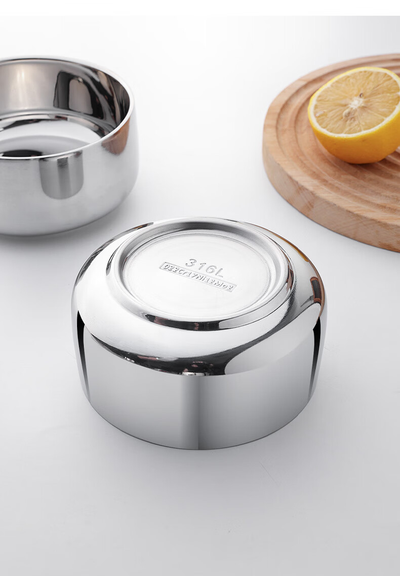 Newair 316L Stainless Steel Bowl, Children's Household Baby Small Bowl, Adult Double-Layer Insulated Soup Bowl, Food-Grade Eating Bowl, Tableware 10