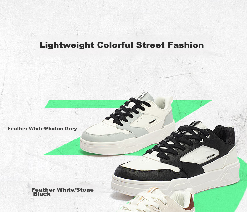 361° Men's Sports Shoes Spring Summer New Retro Leather Basic White Casual Sneakers 672616618-2 10