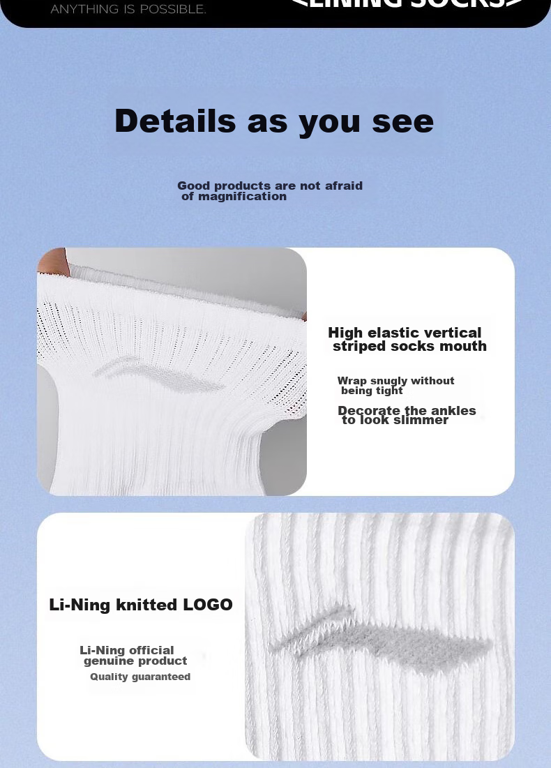Li-Ning Socks for Men And Women (6 Pairs), Basketball Socks, Running Socks, Durable Antibacterial Deodorant Mid-Calf Socks, Warm Cotton Socks 11