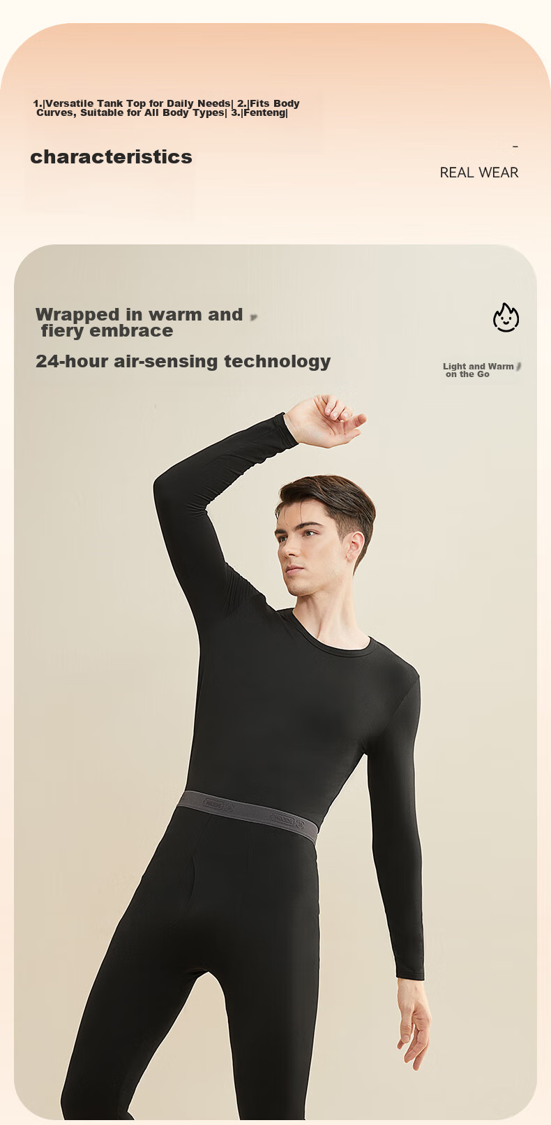 MiiOW 2025 New Thermal Underwear for Men, Coconut Oil Moisturizing, 7A Antibacterial, Heat-Generating, Lightweight, Autumn Undershirt And Pants Set 10