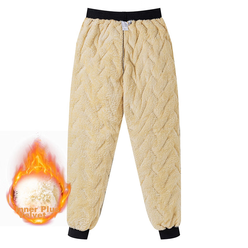 Hengyuanxiang Middle-Aged Women's Winter Fleece-Lined Thick Casual Pants, High-Waist Straight-Leg Lambswool Trousers for Middle-Aged And Elderly Wome 8