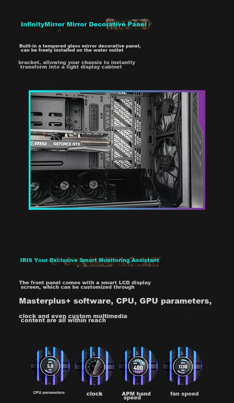 CoolerMaster HAF700EVO EATX Full Tower Computer Case, Supports 480mm Radiator Cooling/LCD Display/18x Fan Positions/Tool-Free Assembly/4090 13