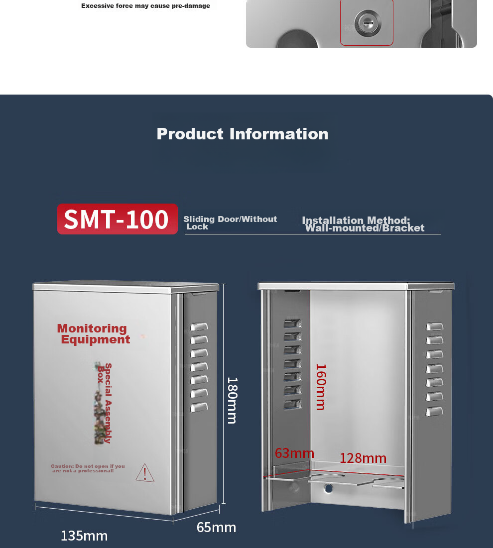 COMPCCTV Stainless Steel Waterproof Box, Outdoor Power Distribution Box, Outdoor Rainproof Equipment Case, 180*135*65 10