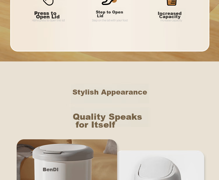 Bendi Pedal Trash Can, 12L Capacity, Dual-Opening Lid, Foot And Hand Press, Kitchen Garbage Bin, Household Bathroom Plastic Waste Container 3