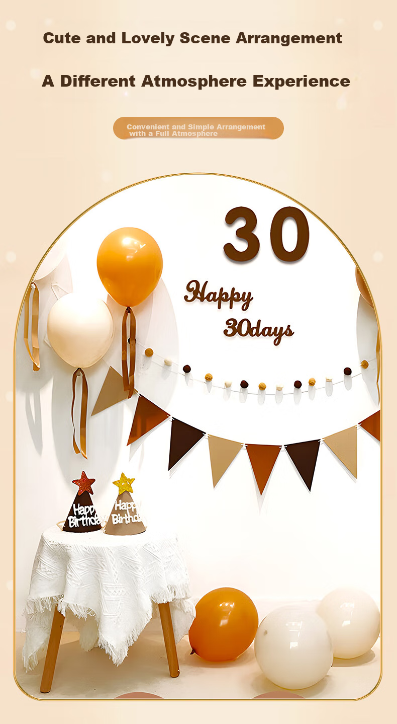 Hunlianqingcheng, Full Moon Decoration for Baby Boys And Girls, Baby Shower Scene Balloons, Backdrop Wall, 30-Day Commemoration Ceremony, Instagram Style 2