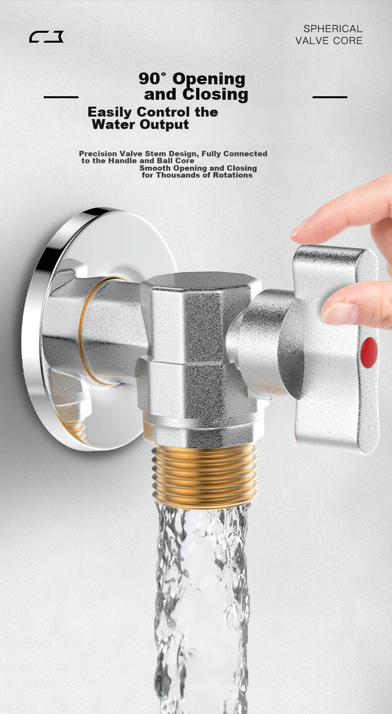KEGOO High Flow Angle Valve Gas Water Heater Ball Valve 1/2 Inch Brass Foot Valve for Hot And Cold Water, 2-Pack K6006 5