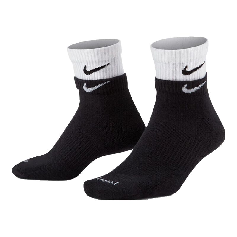 NIKE Men's Socks, Quick-Drying Breathable Sports Socks, Mid-Calf Length, One Pair, DH4058-011, Black, Size M