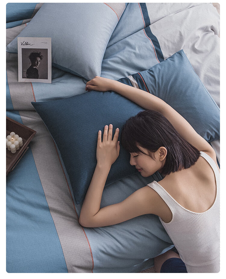 JD Original 100% Pure Cotton Four-Piece Bedding Set, All-Cotton Bedsheet And Duvet Cover, Antibacterial Bedding Set, for 220*240cm Or 1.8/2 Meter Bed, Luocheng Yinxiang 2