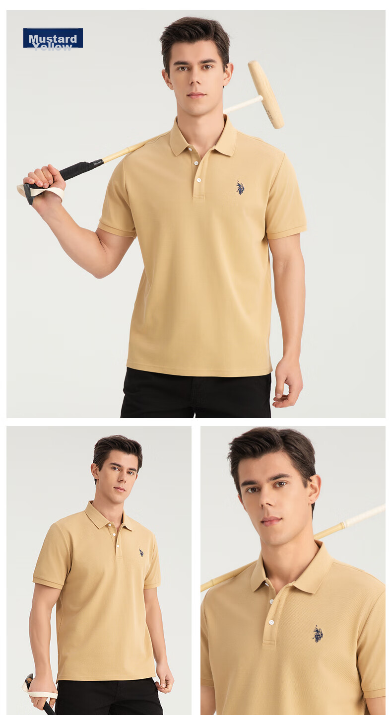 U.S. POLO ASSN. Men's Short Sleeve Polo Shirt Summer Business Casual Collared T-Shirt Black M Father's Day Gift 19