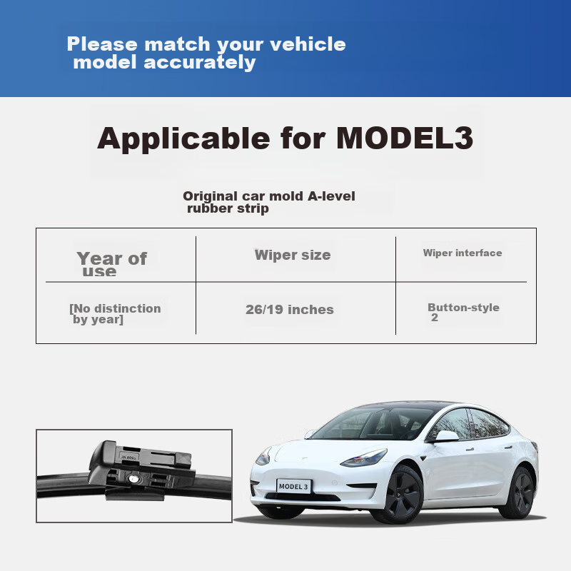 Щетки стеклоочистителя YITU для Tesla Model 3, оригинальный размер, резиновые полоски, 1 пара