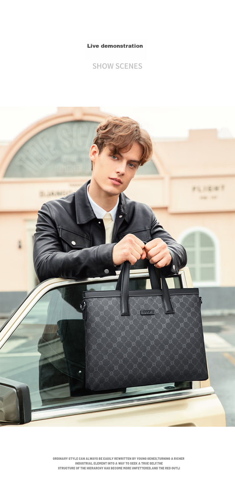 GOLF Business Briefcase for Men, Large Capacity Handbag, 15-Inch Laptop Bag, Horizontal Style Briefcase, Shoulder Crossbody Bag 19