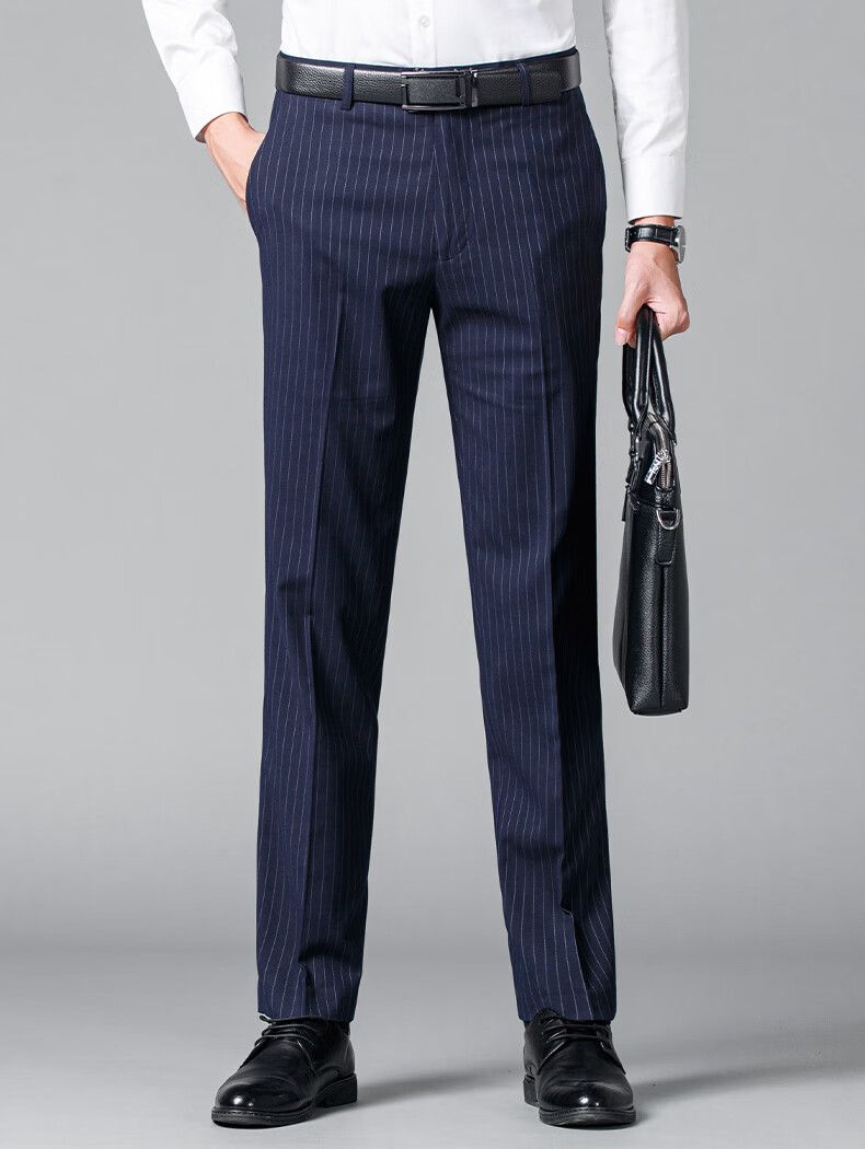 FIRS [Wrinkle-Resistant] Striped Dress Pants for Men, Spring And Autumn Loose Business Casual Trousers, Slim Straight-Leg Formal Long Pants 4