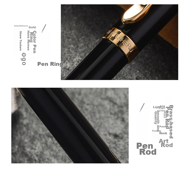 HERO Fountain Pen Gift Box, Shaohua Series, High-Quality Adult Calligraphy Business Signature Pen for Men And Students, Birthday Gift for Boys, Three-In Gold 10K 7