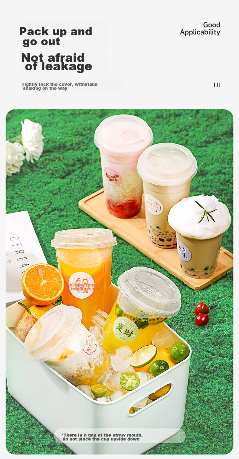 MARYYA Disposable Milk Tea Cups 400ml*20 Sets Coffee Cups with Lids Thick Plastic Juice And Milk Tea Cups 10