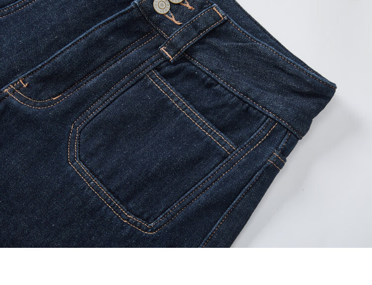 Dme Simple Blue Straight-Leg Pants Winter Style Double-Buckle Wide-Leg Design Fleece-Lined Jeans for Wome 16