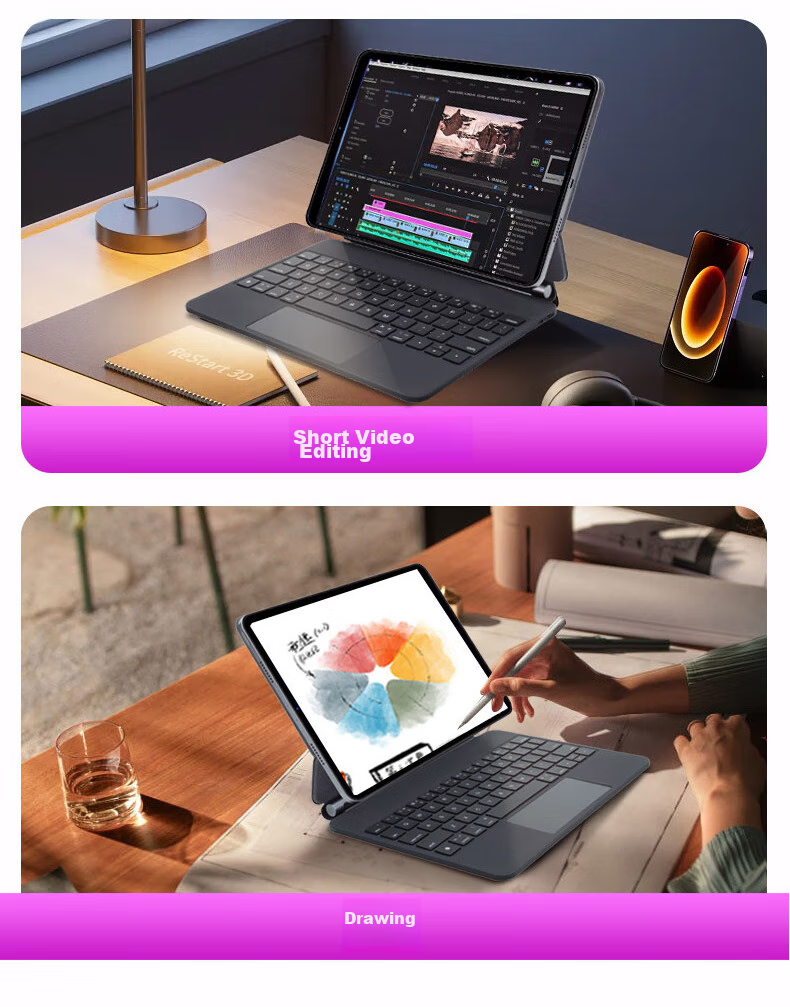 ALittleFlower Magnetic Floating Keyboard Case for IPad Pro And IPad Air 5 [Multi-Functional Touchpad] IPad Pro/Air 5/410.9 Student Gift New Year 21