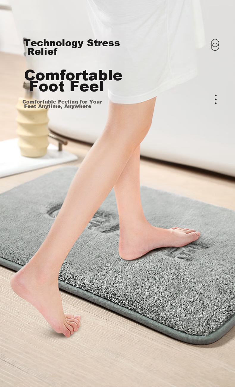 Grace Bathroom Mat, Non-Slip Absorbent Memory Foam Bath Mat, Foot Pad 40x60cm, Premium Gray 12