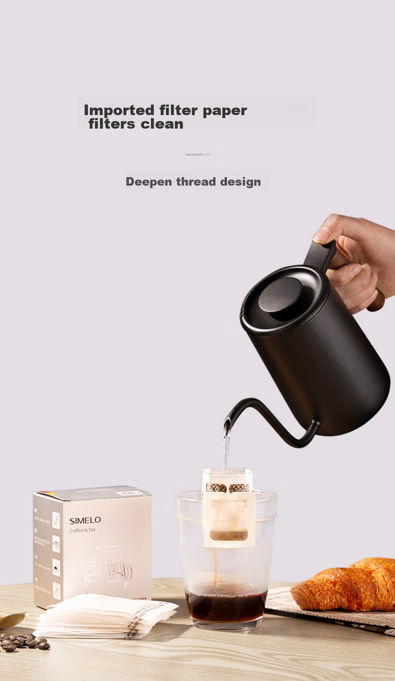 SIMELO Portable Coffee Filter Papers with Ear-Hook Design, 50 Count, Drip-Style Hand-Brewed Filter Cups, Filter Paper Bags, Mesh Filters 2