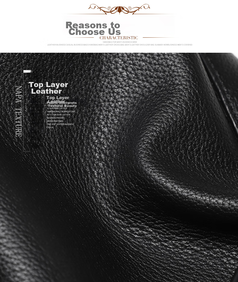 ELLE HOMME Business Men's Clutch, Soft Top-Grain Leather Envelope Bag, Large Capacity Multi-Compartment Handbag EB084800101 Black, Birthday Gift for Boyfriend 3