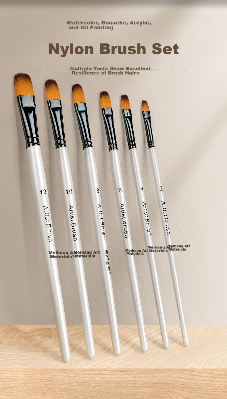 BGI-WAPM Round Brush Set, Art Gouache Brushes, Acrylic Brushes, Professional Art Exam Brushes, Color Painting Brushes for Art Students, Children's Drawing Tools, Nylon Brushes with Long Handle, Sketching Brushes, Marker Drawing Brushes 2