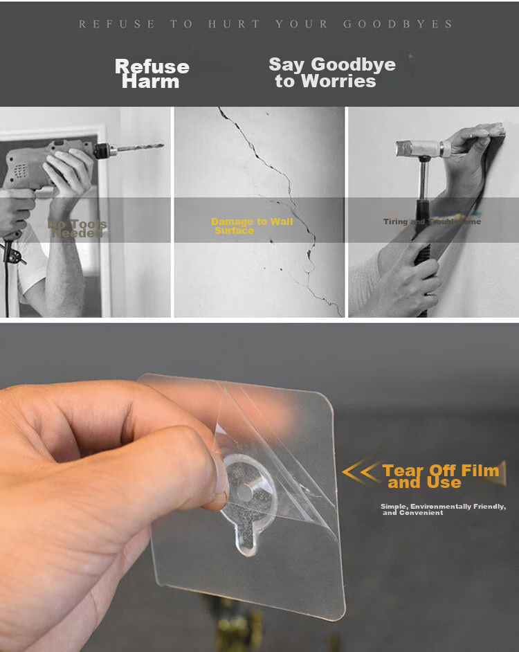 Chaoji Jia Pin Strong Adhesive Hooks, No Drilling Required, Invisible Hooks for Hanging Pictures, Frames, Photos, And Clocks, Wall Nails without Drilling 3