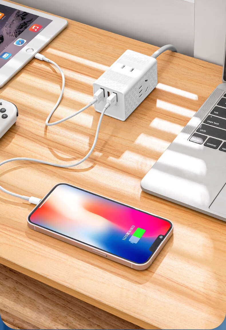 Sushiermo 2-Prong Plug 2-Socket Power Strip, 3 Outlets 2U1C 1.5m Multifunctional Travel Power Strip for Japan/Thailand/Philippines Two-Prong Extension Cord 5